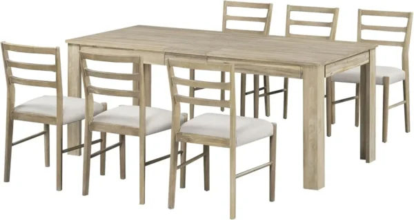 Dining Room Table Set with Chairs for 6 Persons Solid Wood Kitchen Table Set, Extendable Table with Drawers for Storage, - Image 2