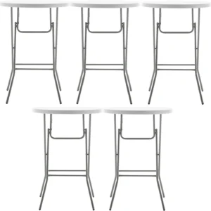 32" Round 43" Bar Height White Granite Plastic Folding Portable Commercial Banquet Card Coffee Dining Table for Wedding Party